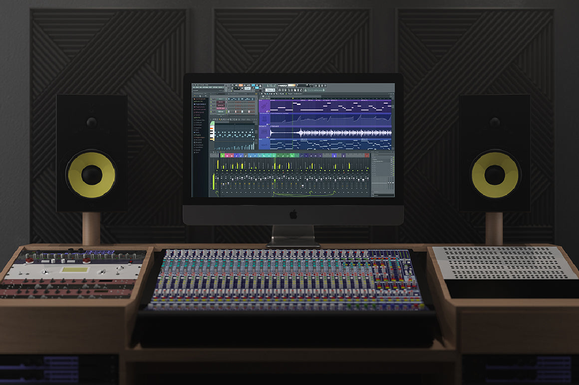 Free Imac Pro In Music Studio Mockup