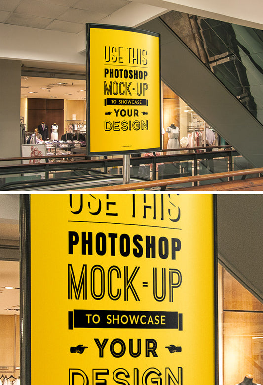 Free Indoor Advertising Poster Mockup