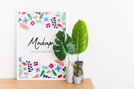 Free Indoors Composition With Mock-Up Frame And Plant Psd