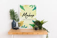 Free Inside Arrangement With Mock-Up Frame And Plant Psd