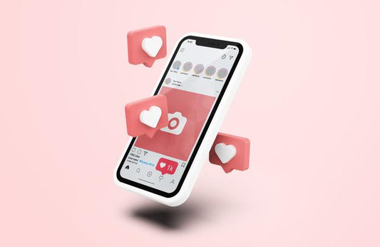 Free Instagram On White Mobile Phone Mockup With 3D Icons Psd