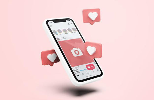 Free Instagram On White Mobile Phone Mockup With 3D Icons Psd