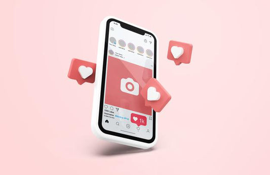 Free Instagram On White Mobile Phone Mockup With 3D Icons Psd