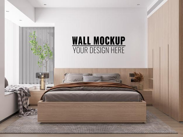 Free Interior Bedroom Wall Mockup Psd