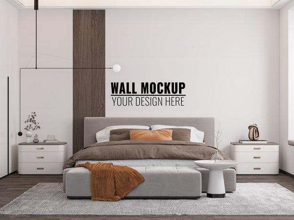 Free Interior Bedroom Wall Mockup Psd