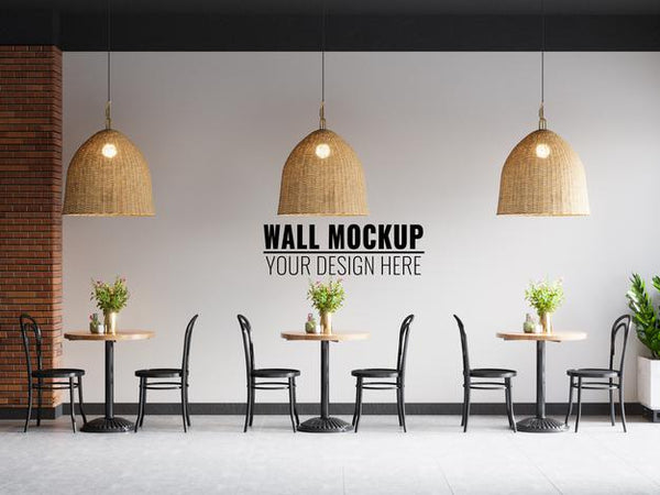 Free Interior Coffee Shop Wall Mockup Psd