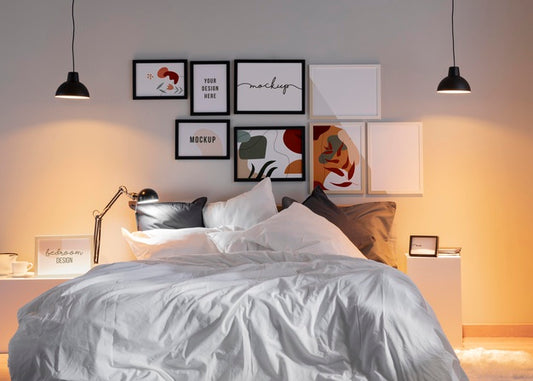 Free Interior Design With Mock-Up Frames Arrangement Psd