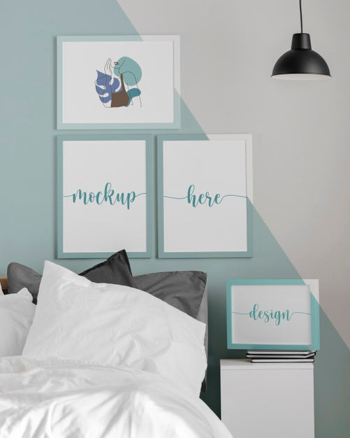 Free Interior Design With Mock-Up Frames Assortment Psd