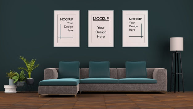 Free Interior Design With Modern Couch Psd