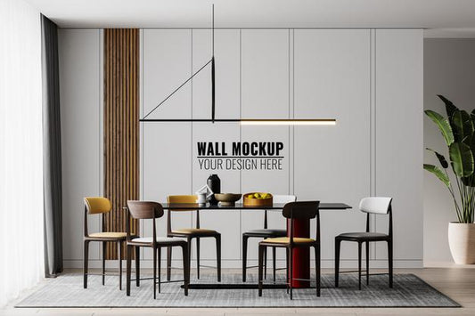 Free Interior Dining Room Wall Mockup Psd