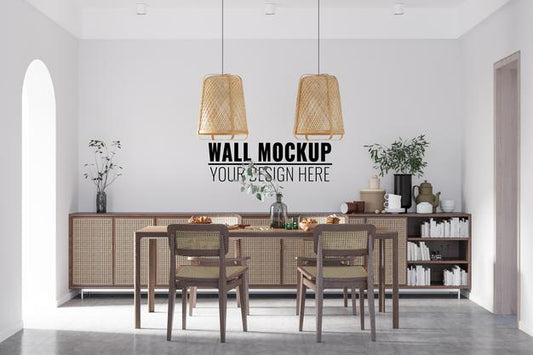 Free Interior Dining Room Wall Mockup Psd