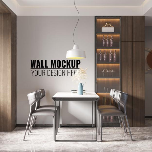 Free Interior Dining Room Wall Mockup Psd