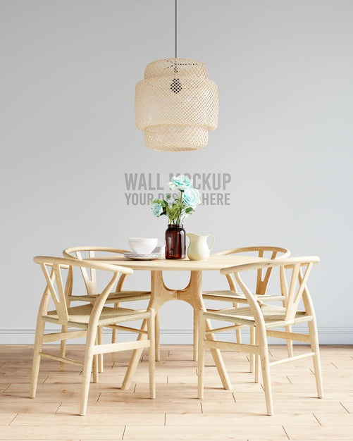 Free Interior Dining Room Wallpaper Mockup Psd