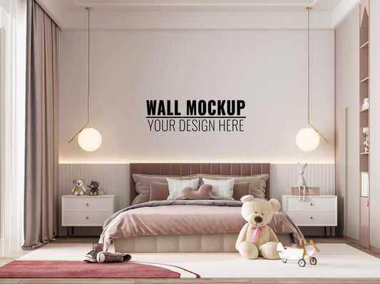 Free Interior Kids Bedroom Wall Mockup Psd