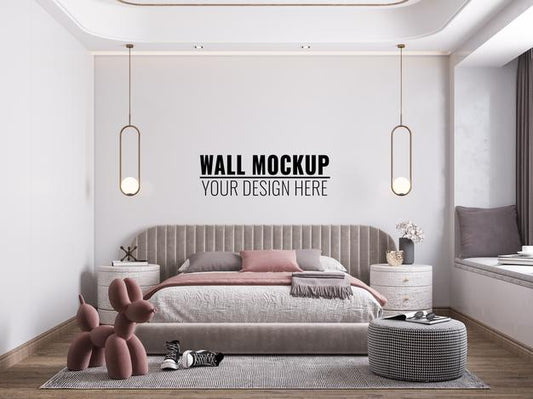 Free Interior Kids Bedroom Wall Mockup Psd