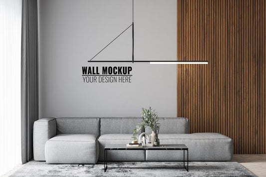 Free Interior Living Room Wall Mockup Psd