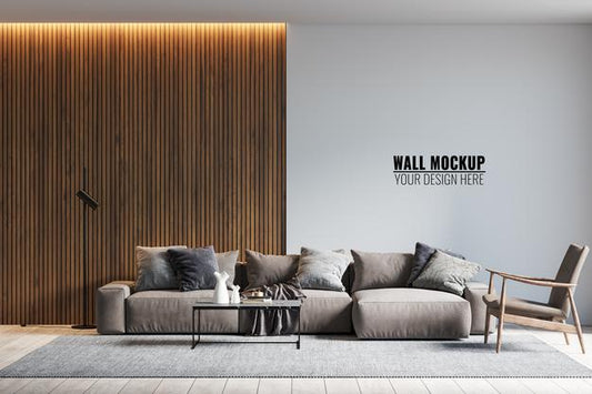 Free Interior Living Room Wall Mockup Psd