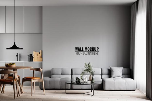 Free Interior Living Room Wall Mockup Psd