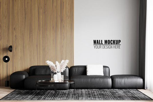 Free Interior Living Room Wall Mockup Psd
