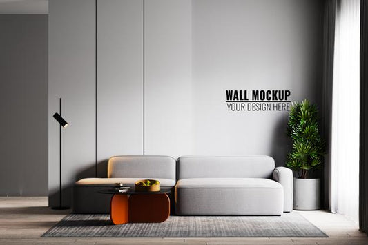 Free Interior Living Room Wall Mockup Psd
