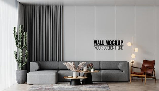 Free Interior Living Room Wall Mockup Psd