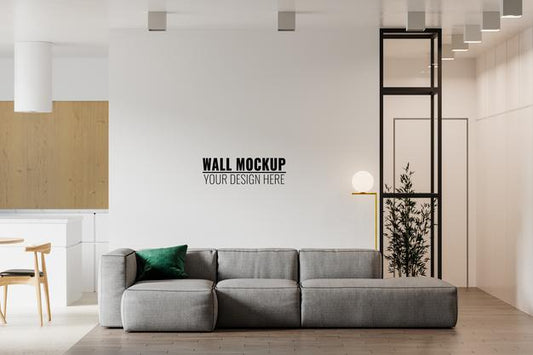 Free Interior Living Room Wall Mockup Psd