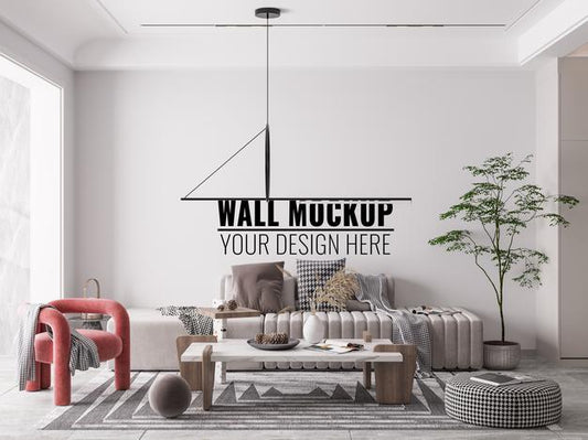 Free Interior Living Room Wall Mockup Psd