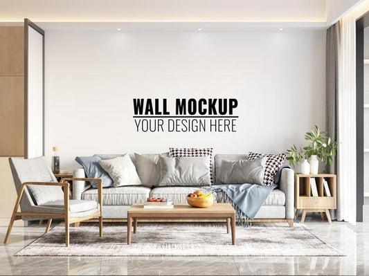 Free Interior Living Room Wall Mockup Psd