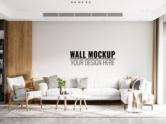 Free Interior Living Room Wall Mockup Psd