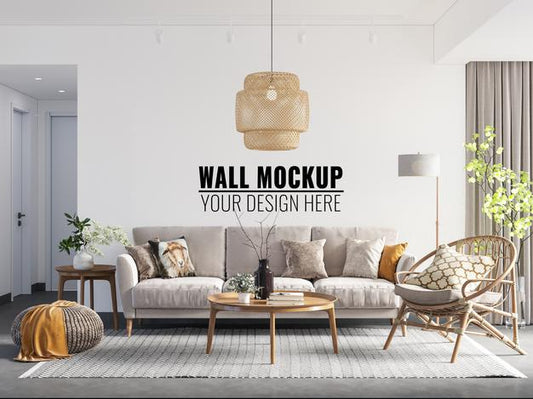 Free Interior Living Room Wall Mockup Psd
