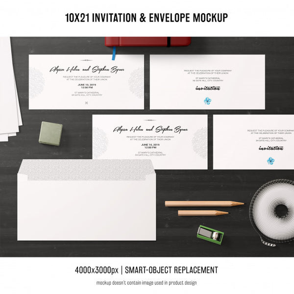 Free Invitation And Envelope Mockup Psd