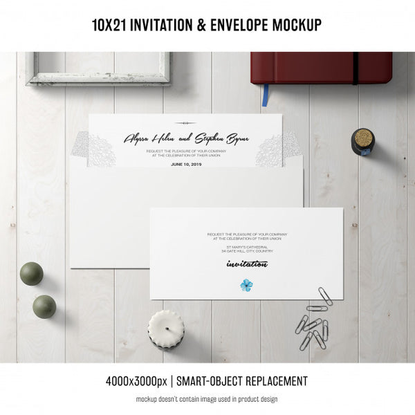 Free Invitation And Envelope Mockup Psd