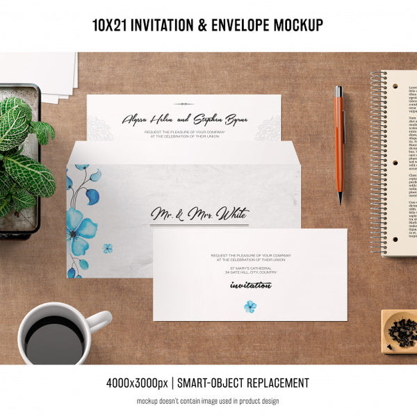 Free Invitation And Envelope Mockup Psd