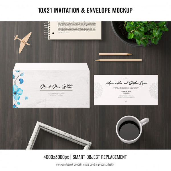 Free Invitation And Envelope Mockup Psd