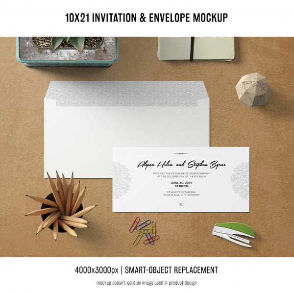 Free Invitation And Envelope Mockup Psd