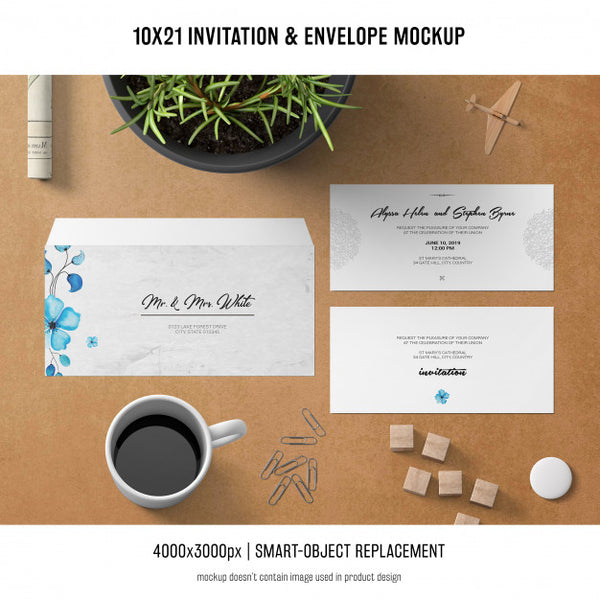 Free Invitation And Envelope Mockup Psd