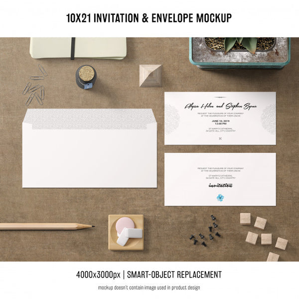 Free Invitation And Envelope Mockup Psd