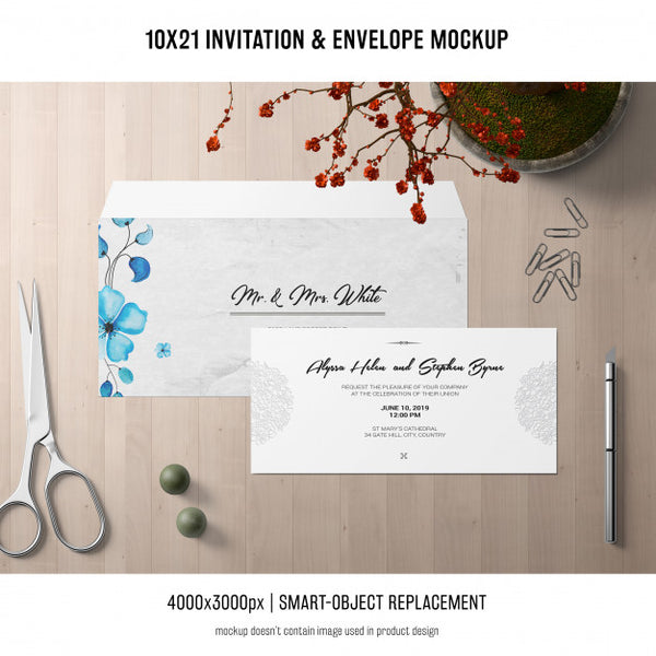 Free Invitation And Envelope Mockup Psd