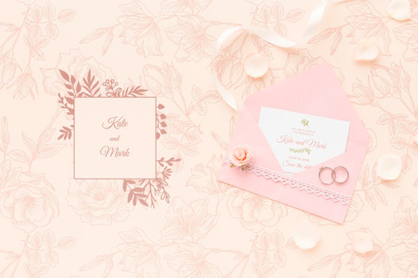 Free Invitation Mock-Up And Wedding Rings Psd