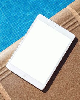 Free Ipad Mockup Beside Swimming Pool