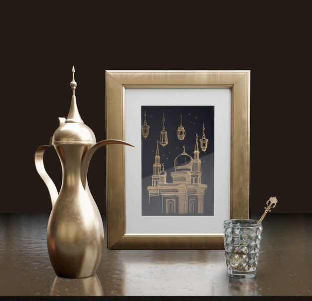 Free Islamic New Year Arrangement With Frame And Teapot Psd