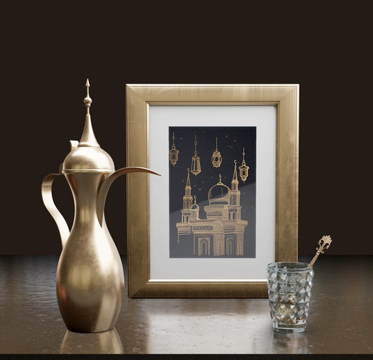 Free Islamic New Year Arrangement With Frame And Teapot Psd