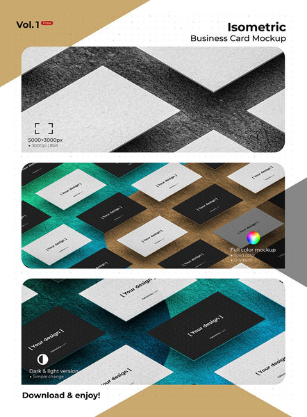 Free Isometric Business Card Mockup