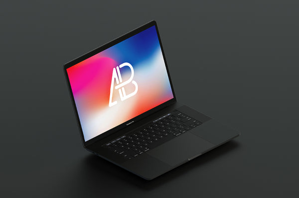 Free Isometric Matte Black 2017 Macbook Pro Mockup