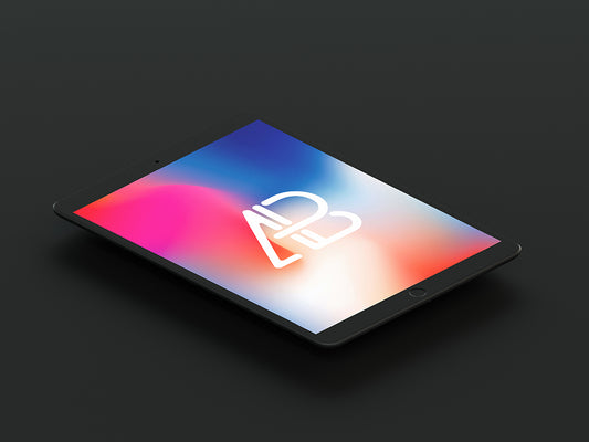 Free Isometric Matte Black Ipad Pro 10.5 Mockup
