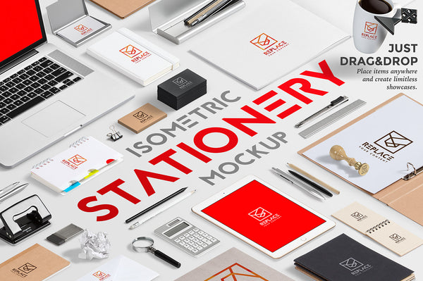 Free Isometric Stationery Mockup