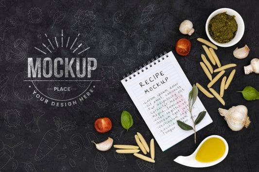 Free Italian Food Arrangement Top View Psd