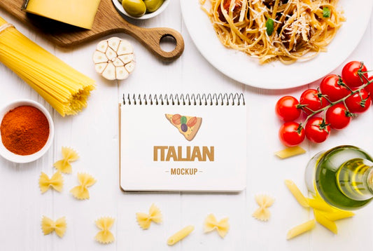 Free Italian Food Mock-Up Food And Notepad Psd