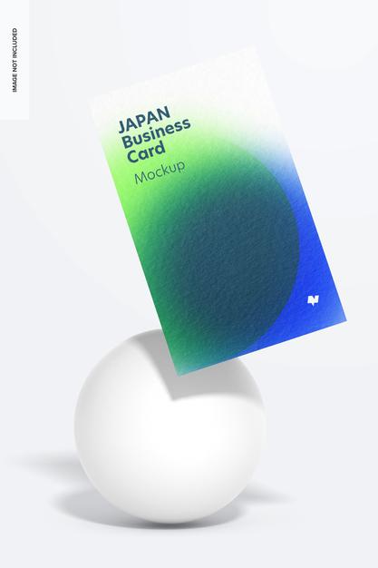 Free Japan Portrait Business Card Mockup, Floating Psd