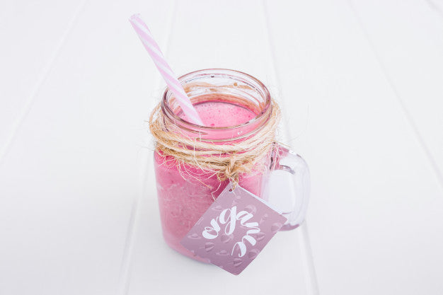 Free Jar Mockup With Pink Yogurt Psd